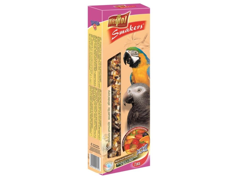 Vitapol Smakers XXl, Frön, 250 g, Parrot, Vitamin C, Vitamin E, Striped sunflower seeds, peanut, red sorghum, safflower seeds, hemp seeds, white sunf
