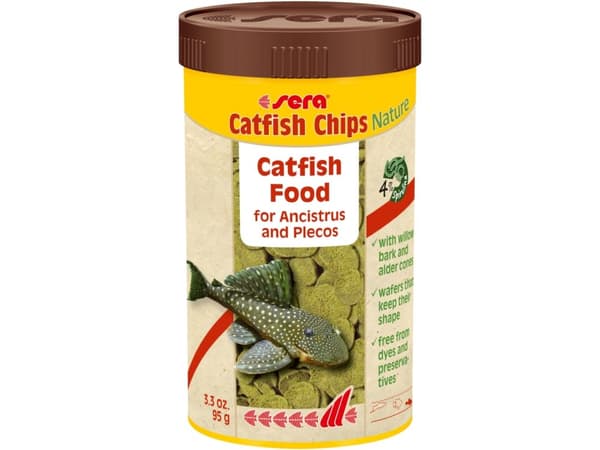 sera Catfish Chips Nature, Akvariumfisk, Torr fiskmat, Tabletter, Vitamin A, Vitamin B1, Vitamin B2, Vitamin C, Vitamin D3, Vitamin E, Stor, 31,2%