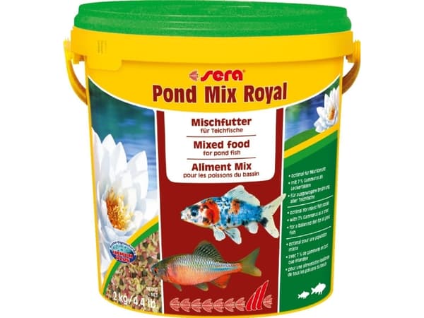 sera Pond Mix Royal, Dammfisk, Torr fiskmat, Mix, Vitamin A, Vitamin B1, Vitamin B2, Vitamin C, Vitamin D3, Vitamin E, Stor, Medium, Liten, 32,5%