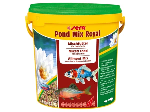 sera Pond Mix Royal, Dammfisk, Torr fiskmat, Mix, Vitamin A, Vitamin B1, Vitamin B2, Vitamin C, Vitamin D3, Vitamin E, Stor, Medium, Liten, 32,5%