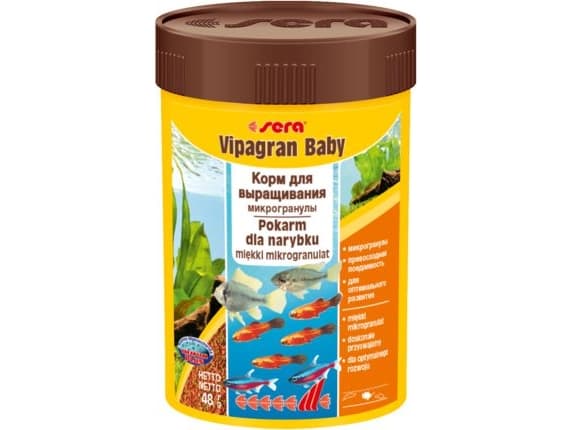 sera Vipagran Baby Nature, Akvariumfisk, Torr fiskmat, Pellets, Vitamin A, Vitamin B1, Vitamin B2, Vitamin C, Vitamin D3, Vitamin E, 41,3%, 5,5%