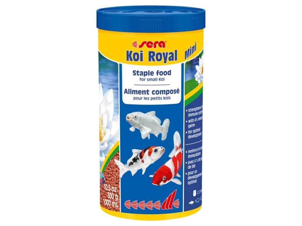 sera Koi Royal Mini, Dammfisk, Torr fiskmat, Pellets, Vitamin A, Vitamin B1, Vitamin B2, Vitamin C, Vitamin D3, Vitamin E, Liten, 32,5%
