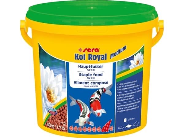 sera Koi Royal Medium, Dammfisk, Torr fiskmat, Pellets, Vitamin A, Vitamin B1, Vitamin B2, Vitamin C, Vitamin D3, Vitamin E, Medium, 32,5%