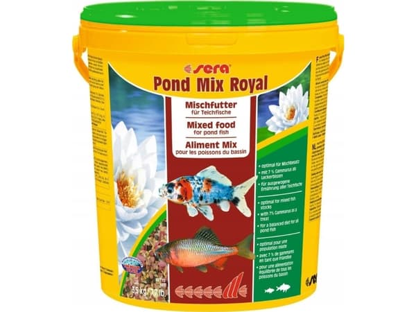 sera Pond Mix Royal, Lampikalat, Kuiva kalanruoka, Mix, Suuri, Keskikokoinen, Pieni, 3,5 kg, 21 L