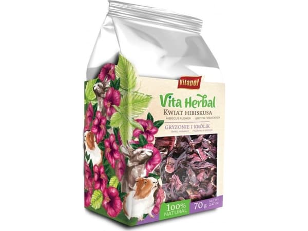 Vita Herbal for gnagere og kaniner, hibiskusblomst, 70g, 4stk/disp