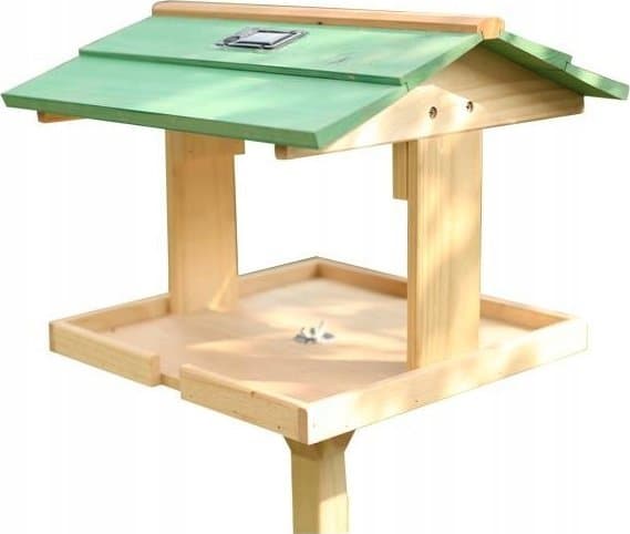 Garden&Fun Bird feeder, tre, frittstående, 36x34x112cm, med solcellelampe, for montering