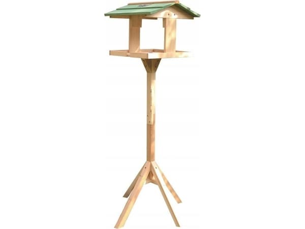 Garden&amp;Fun Fågelmatare, trä, fristående, 36x34x112cm, med solcellsljus, monteras