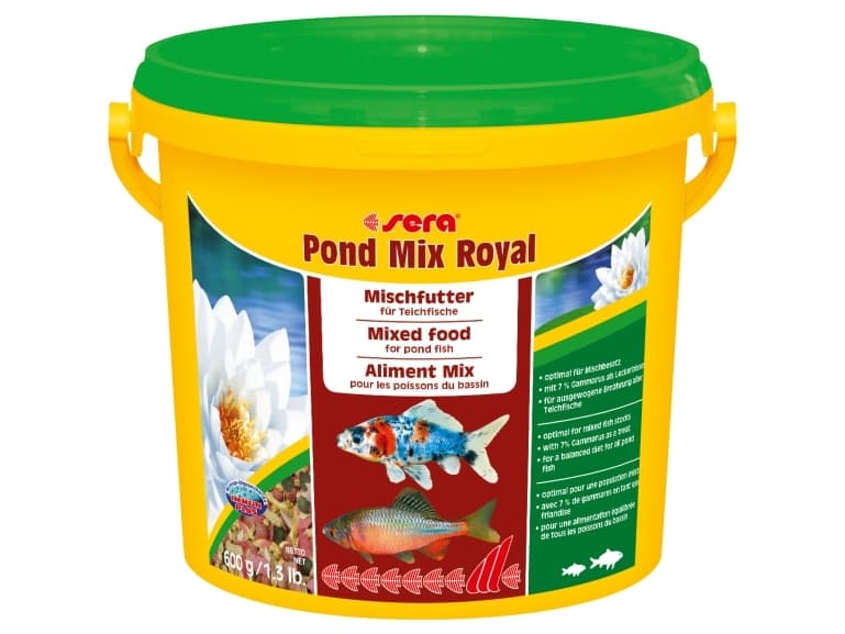 sera Pond Mix Royal, Dammfisk, Torr fiskmat, Mix, Vitamin A, Vitamin B1, Vitamin B2, Vitamin C, Vitamin D3, Vitamin E, 32,5%, 6,6%