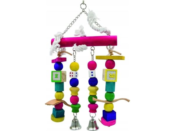 Panama Pet Panama Pet hengende treleketøy med snor med perler og bjelle 22 cm