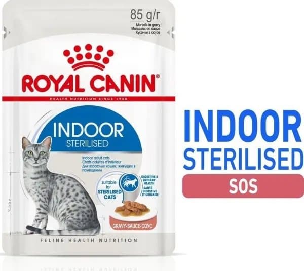Royal Canin Indoor Sterilized, Vuxen, Alla raser, Kött, Grönsaker, 12x85 g