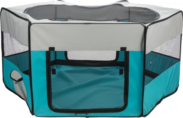 Trixie Udendørs løbegård, aftag. bund, ø150x65cm, turquoise/lysegrå