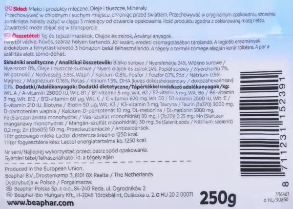 Beaphar LACTOL Kitty Milk, Katt, Puder, Allmän hälsa, Junior, Omega-3, Burk