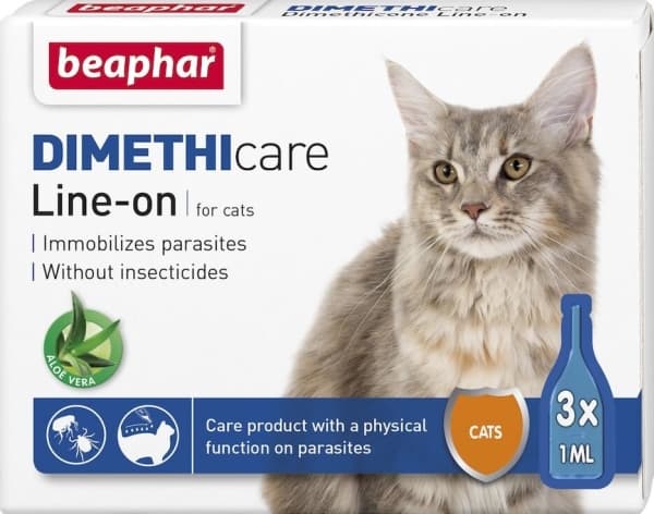 Flea & Tick Line On, lopper og flått (Dimethicone) Cat