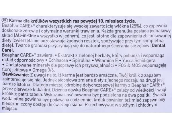 Beaphar CARE + 1,5kg POKARM KRÓLIK