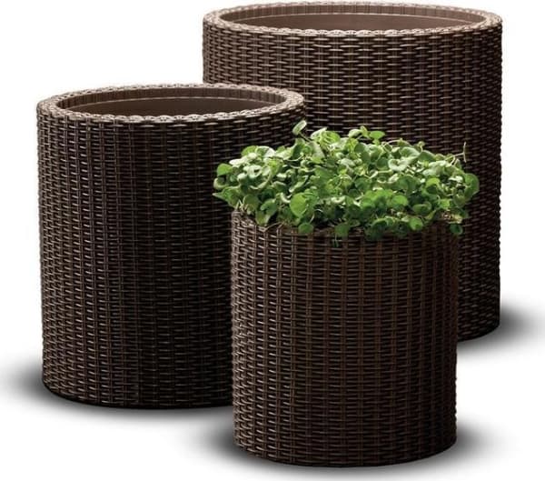 Keter Set of flower pots Curver Keter CYLINDER PLANTERS S + M + L Brown 521