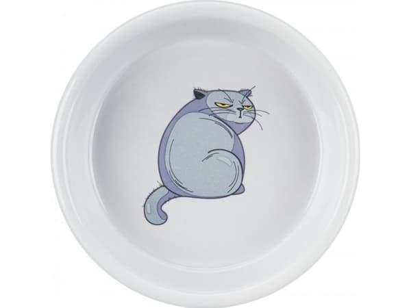 Trixie Skål m. kat, keramik, 0.25 l/ø 13 cm, grå