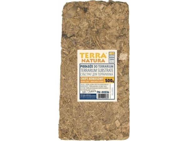 Terrariumsubstratbriketter, folierte kokosnøttchips, 500 g (opprinnelsesland: Sri Lanka)