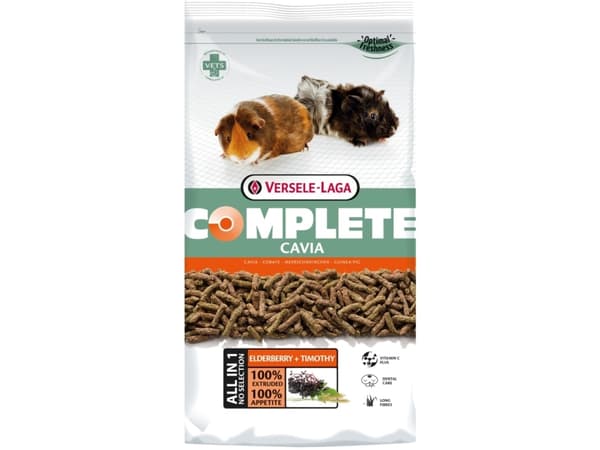 Versele-Laga Cavia Complete, Matbit, 500 g, Guinea gris, Vitamin A, Vitamin C, Vitamin D3, Vitamin E, Kopper, Jod, Strykejern, Mangan, Selen, Zink, 1