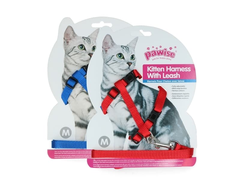Pawise Kitten Harness Leash-Red/Blue