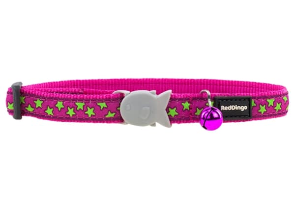 Red Dingo kattehalsbånd, hot pink med stjerner
