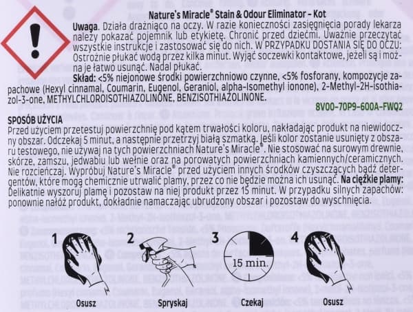 NATURE'S MIRACLE Stain&amp;Odour Remover - Puhdistussuihke - 946 ml
