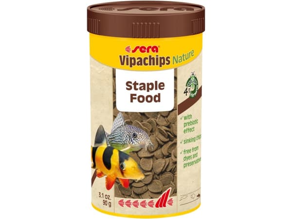 sera Vipachips Nature, Akvaariokala, Kuiva kalanruoka, Rapea, A-vitamiini, B1-vitamiini, B2-vitamiini, C-vitamiini, D3-vitamiini, E-vitamiini, 35%, 6