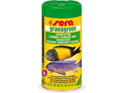 sera Granugreen Nature, Aquarium fish, Dry fish food, Granule, Vitamin A, Vitamin B1, Vitamin B2, Vitamin C, Vitamin D, Vitamin E, 5.6%, 7.2%