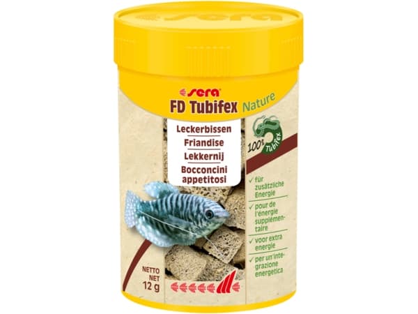 sera FD Tubifex, Akvariumfisk, Torr fiskmat, 57,5%, 5,9%, 10,1%, 4,6%