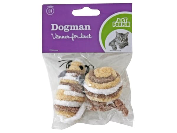 Dogman Kattleksak Frottémus + Boll 2p Beige 7cm