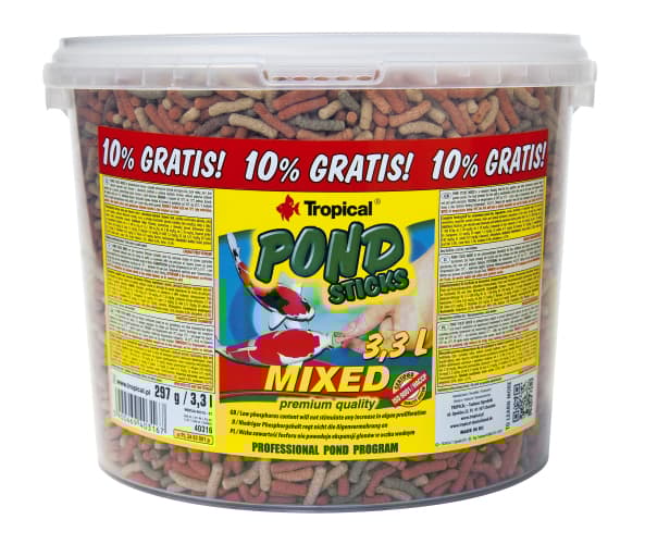 Tropical Pond Sticks Mixed, Dammfisk, Torr fiskmat, Kompakt, Vitamin A, Vitamin C, Vitamin D3, Vitamin E, 23%, 3%