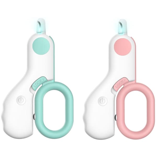 Kæledyrsnegleklipper med LED-blodlinjelys (pink)