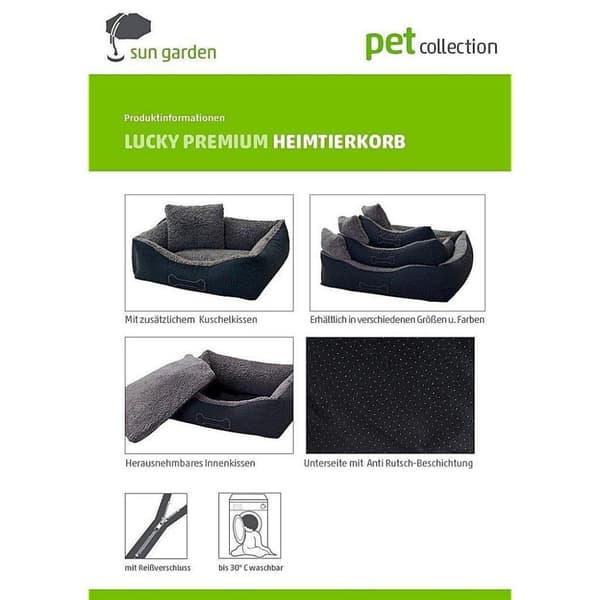 Sun Garden Luxury Hundekurv Lucky + Pude 59x67x20cm Grå