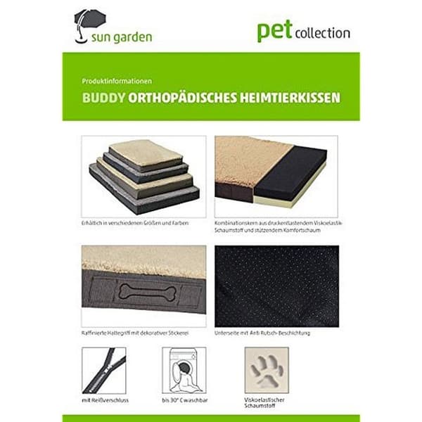 Sun Garden Buddy Ortopedisk Hundkudde 72x50x8cm Mörkbrun