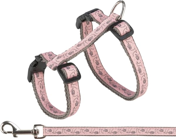 Trixie Cat harness with lead, 27–45 cm/13 mm, 1.20 m, grey/pink