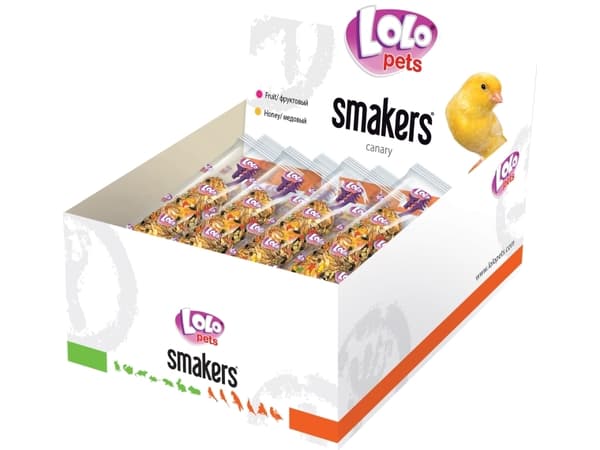 Lolo Pets Smakers box for kanariefugl, frugt, 12 stk./box