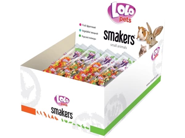 Lolo Pets Smakers box for gnavere og kanin, frugt, 12 stk./box