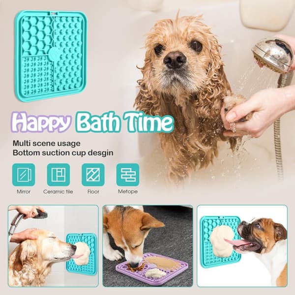 Licky Mats for Dogs and Cats 2 Pack with 1 Spatula