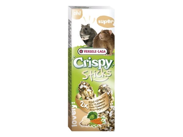 Versele-Laga Sticks Hamsters-Rats Rice & Vegetables, Matbit, 110 g, Guinea gris, Hamster, Mus, Vitamin D3, Vitamin E, Cereals (1.5%, roasted rice), s