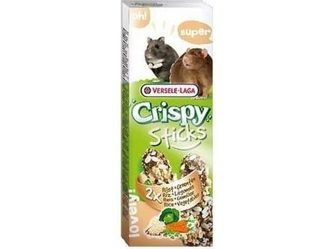 Versele-Laga Sticks Hamsters-Rats Rice & Vegetables, Matbit, 110 g, Guinea gris, Hamster, Mus, Vitamin D3, Vitamin E, Cereals (1.5%, roasted rice), s