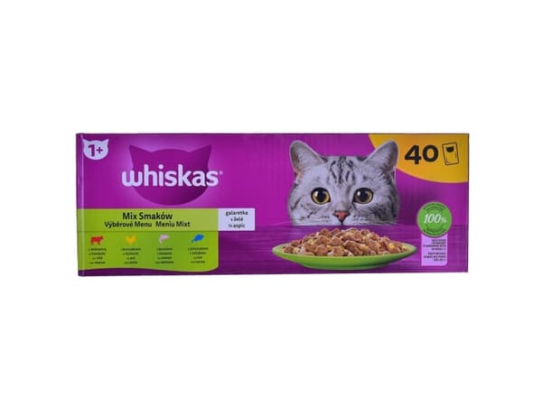 WHISKAS Blandade smaker i gelé för katter40x85g
