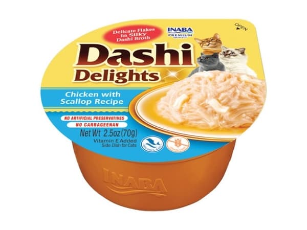 Inaba Foods Inaba DASHI komplementær kattemat - buljong med kylling og kamskjellsmak 70 g