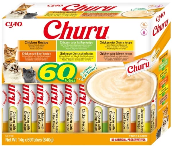 Inaba Foods INABA CAT CHURU VARIETER - kylling - kattedelikatesser 60 x 14 g