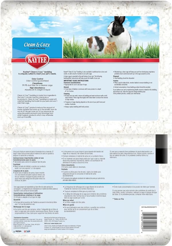 Rent och mysigt superabsorberande papperssängkläder för burar, hamster, gerbil, möss, kanin, marsvin, 85 liter, vit