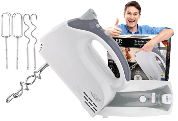 MIKSER ROBOT RĘCZNY 300W HAKIx2 MIESZADŁAx2 ADLER | AD 4201