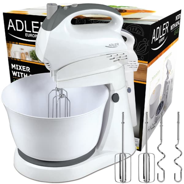 MIKSER KUCHENNY ROBOT RĘCZNY Z MISA OBROTOWA 3L ADLER 300W KOŃCÓWKI | AD4202