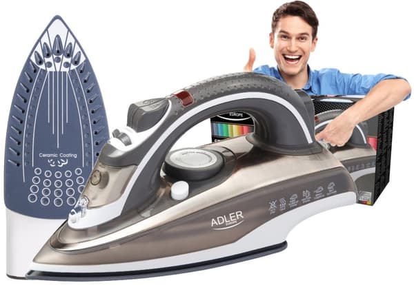 ŻELAZKO PAROWE CERAMICZNE ADLER 3000W ANTI-DRIP ANTI-CALC SAMOOCZYSZCZANIE | AD5030