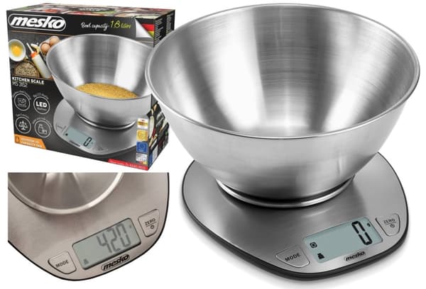 WAGA KUCHENNA DO 5kg DOKŁADNOŚĆ 1gr STALOWA LCD MESKO | MS3152