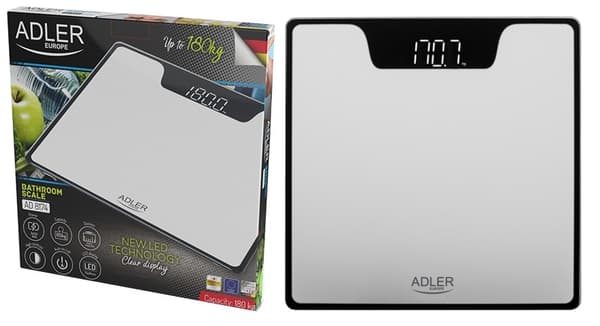 WAGA ŁAZIENKOWA ELEKTRONICZNA LED DO 180kg/100g | ADLER AD8174s