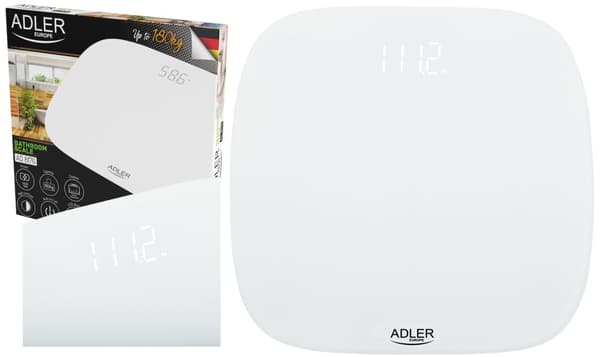 WAGA ŁAZIENKOWA ELEKTRONICZNA LED DO 180kg/100g | ADLER AD8176