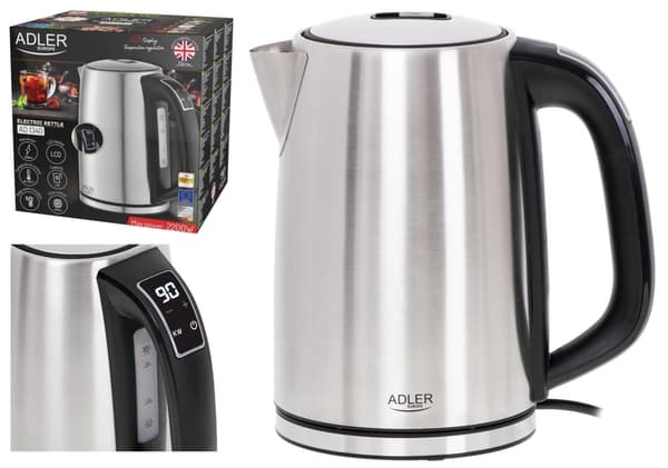CZAJNIK ELEKTRYCZNY STALOWY REGULACJA TEMPERATURY 1,7L 2200W INOX ADLER AD1340
